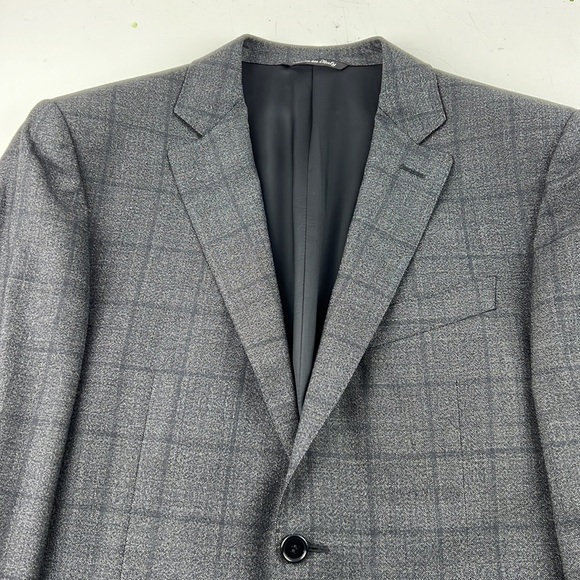 Men's Canali charcoal check wool suit jacket sport coat - Picture 3 of 15